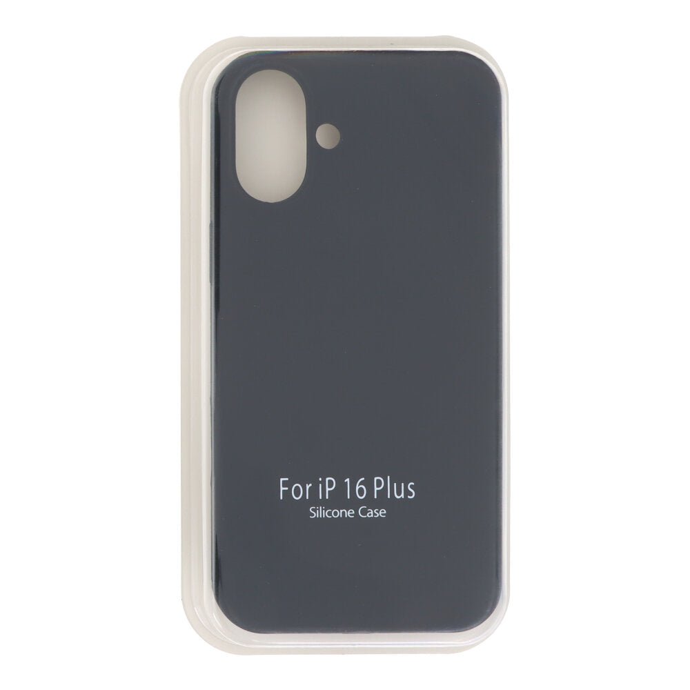 Volledig pure kleur vloeibare siliconen hoes zonder logo voor iPhone 16 Plus zwart