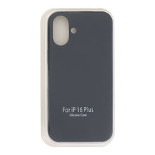 Volledig pure kleur vloeibare siliconen hoes zonder logo voor iPhone 16 Plus zwart
