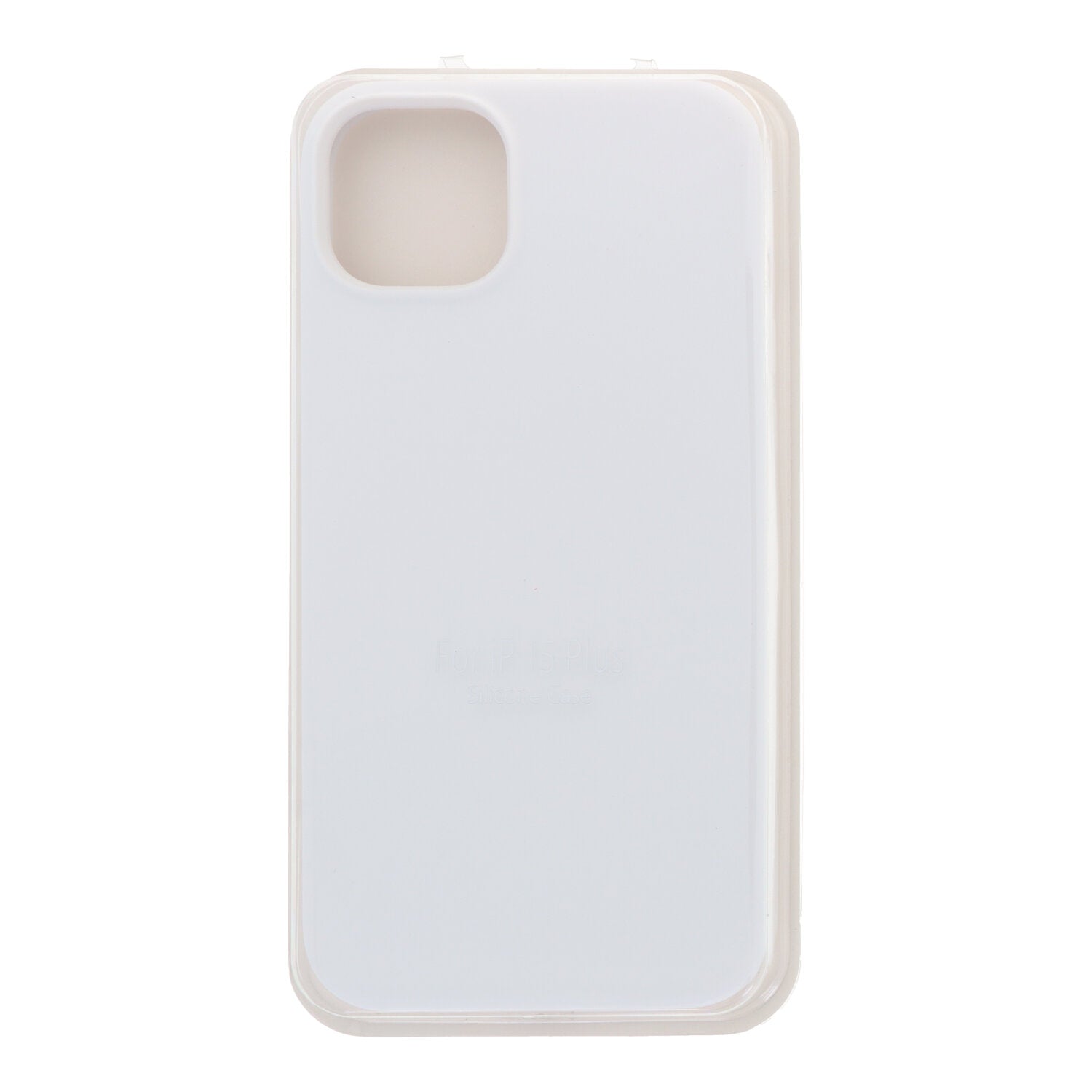 Volledig zuivere kleur liquid siliconen hoes zonder logo voor iPhone 15 Plus wit