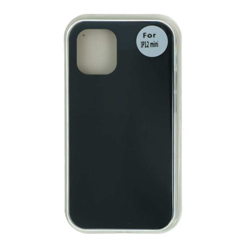 Volledige dekking vloeibare siliconen hoesje voor iPhone 12 Mini zwart zonder logo