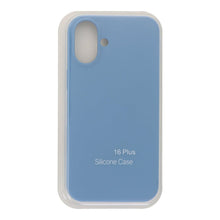 Volledige effen kleur vloeibare siliconen hoes zonder logo voor iPhone 16 Plus Azure
