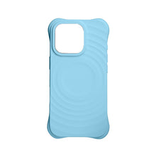 Volledige pure kleur magsafe vloeibare siliconen ripple hoesje met aangepaste zijknoppen gat voor iPhone 16 blauw