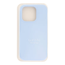 Volledige pure kleur vloeibare siliconen hoes zonder logo voor iPhone 15 Pro Azure