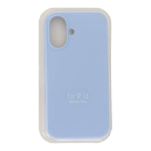 Volledige pure kleur vloeibare siliconen hoes zonder logo voor iPhone 16 Azure