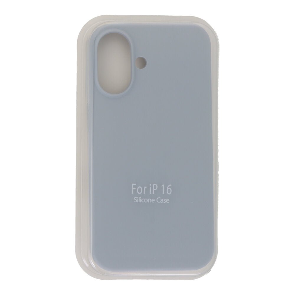 Volledige pure kleur vloeibare siliconen hoes zonder logo voor iPhone 16 grijsblauw