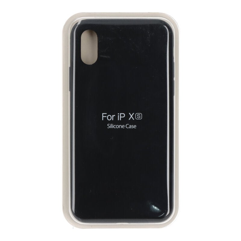 Volledige pure kleur vloeibare siliconen hoes zonder logo voor iPhone X/XS zwart