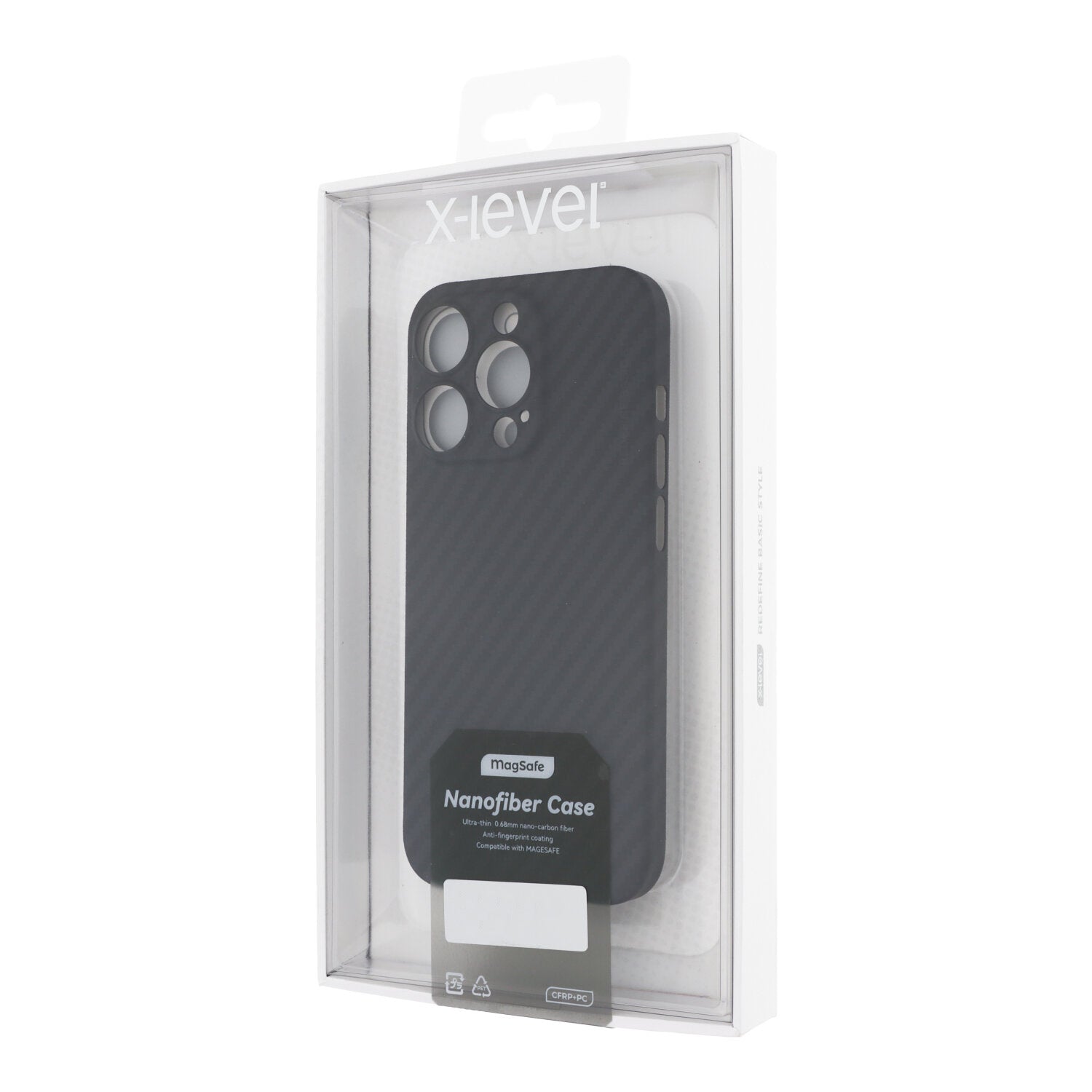 X - level nanofiber magnetische case voor iPhone 15 Pro Max zwart