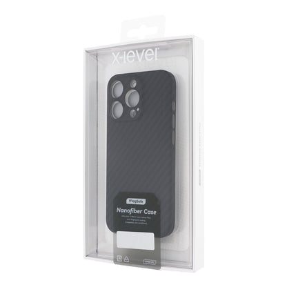 X - level nanofiber magnetische case voor iPhone 15 Pro Max zwart