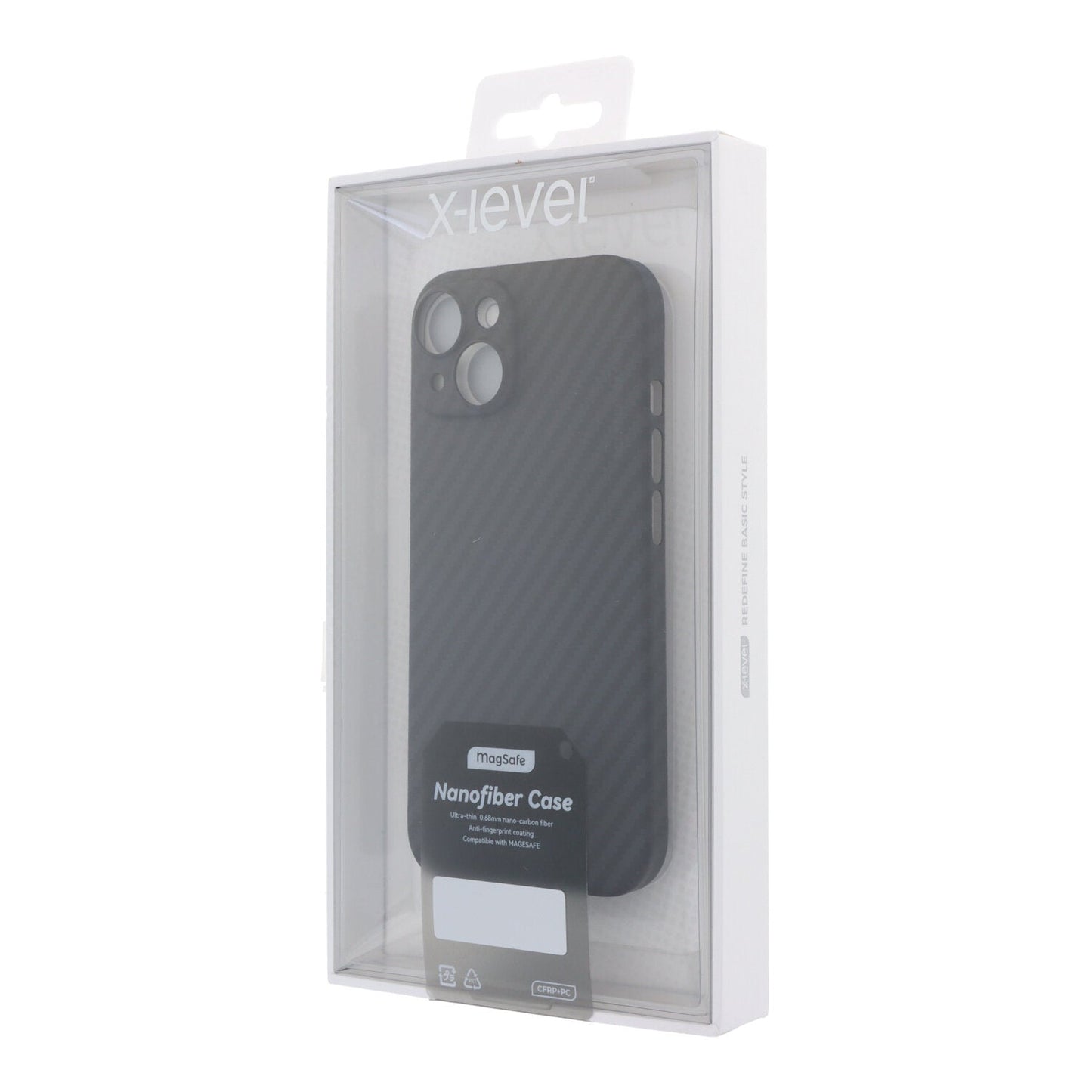 X - level nanofiber magnetische hoes voor iPhone 15 zwart